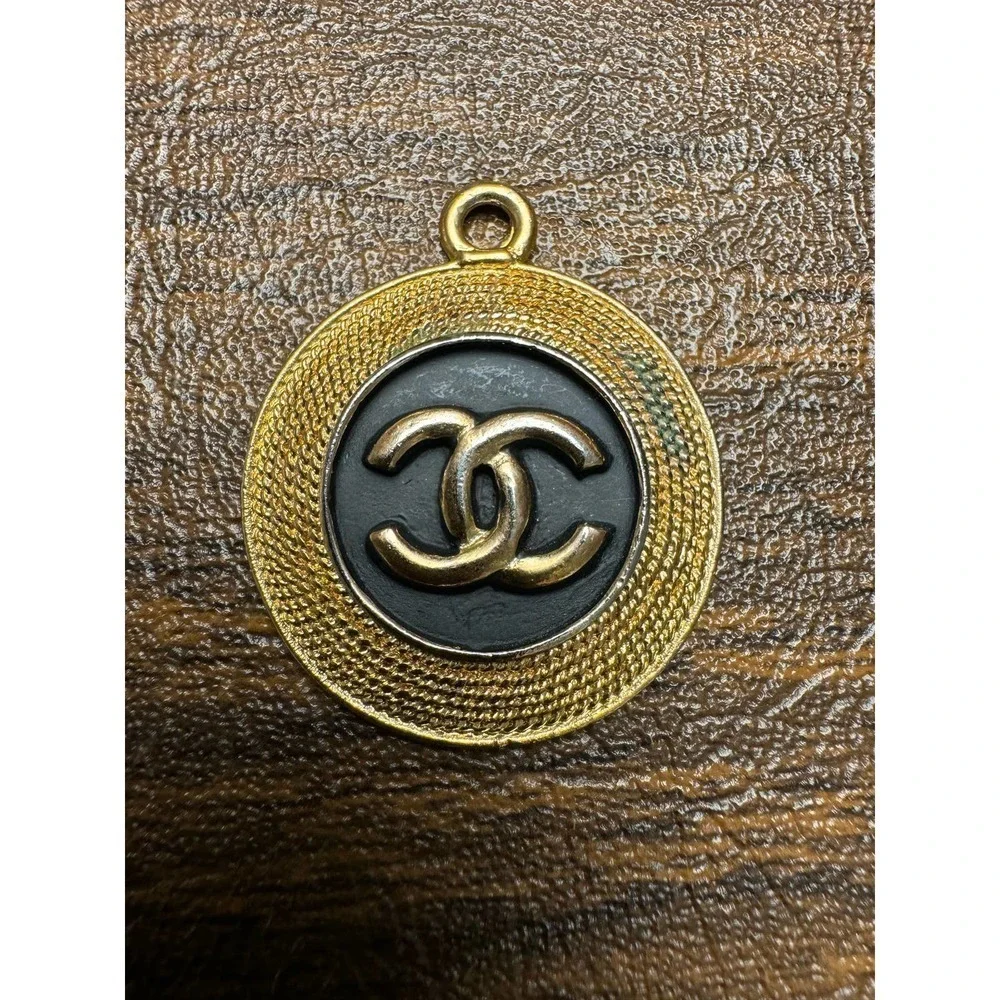 Vintage Chanel Coco Mark Gold Plated Circle Pendant with COA